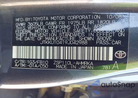 2009 Scion Xd from USA, damaged, VIN JTKKU10419J042988